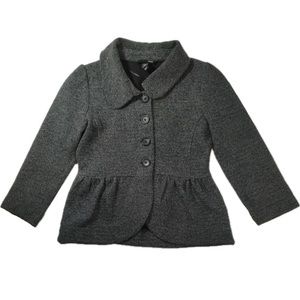 H&M  |  XS  |  Grey Tweed Peplum Blazer 3/4 Blazer